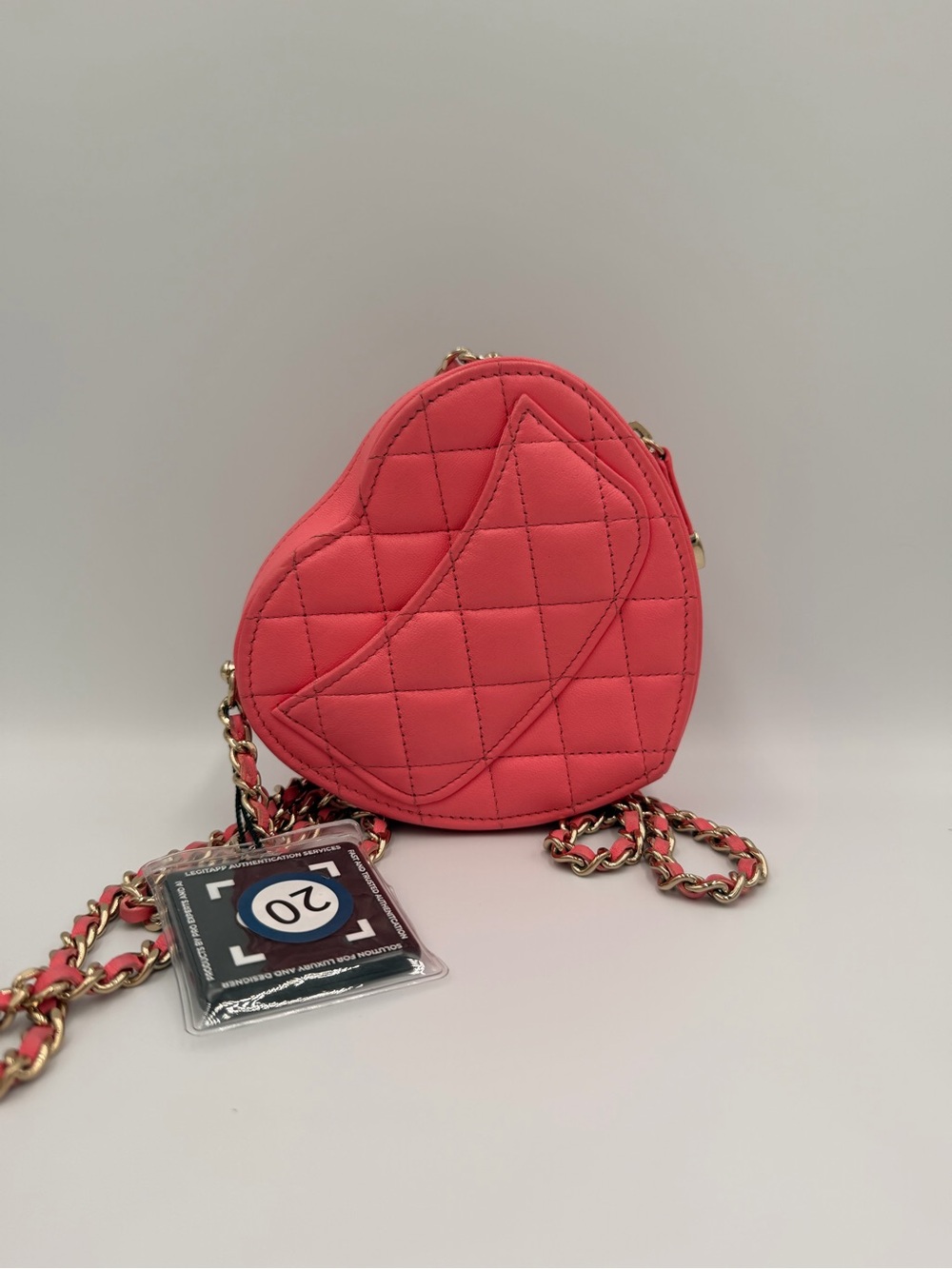 Chanel CC In Love Heart Bag Small Coral Pink Lambskin 22S - Picture 6 of 13